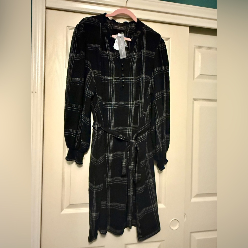 Lane Bryant Fit and Flare Chiffon Long Sleeve Dress